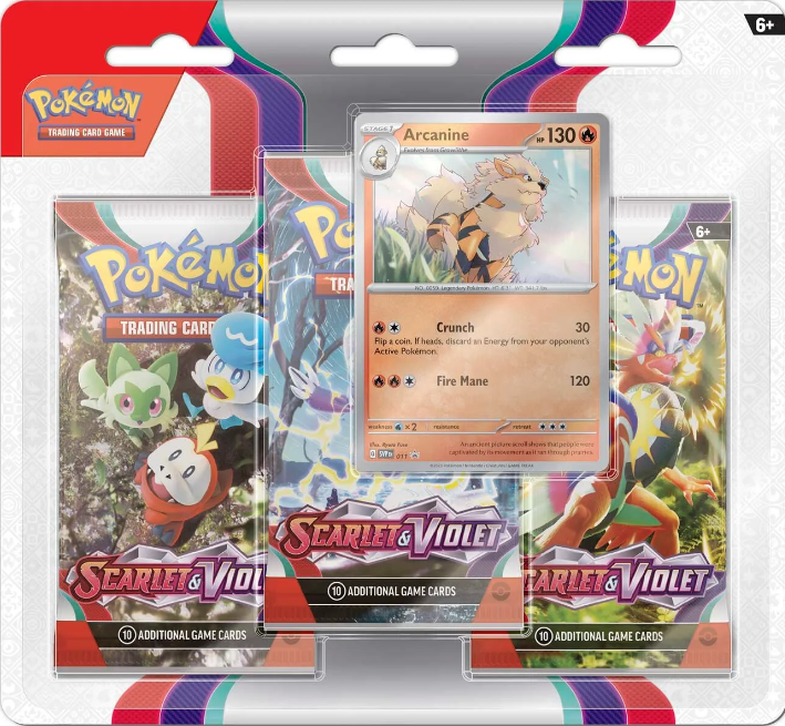 Scarlet & Violet Base Set: 3 Pack Blister Arcanine